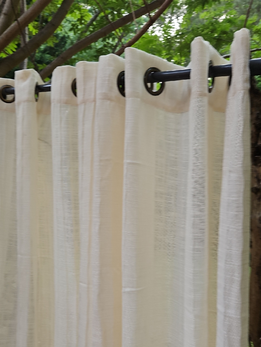 B.SMITH  WITH STYLE  2 Pieces Ivory Linen Look Textured Curtain Each Panel 50X84